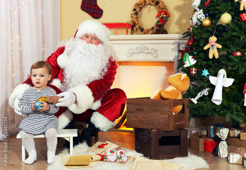 Santa Claus giving  present...