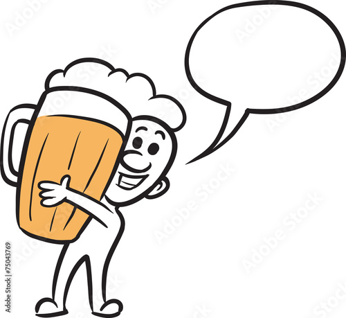 doodle small person - holding a mug of beer