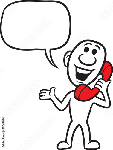 doodle small person - talking on the phone