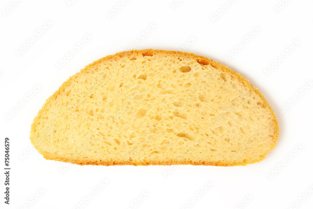 Slice of bread on white background