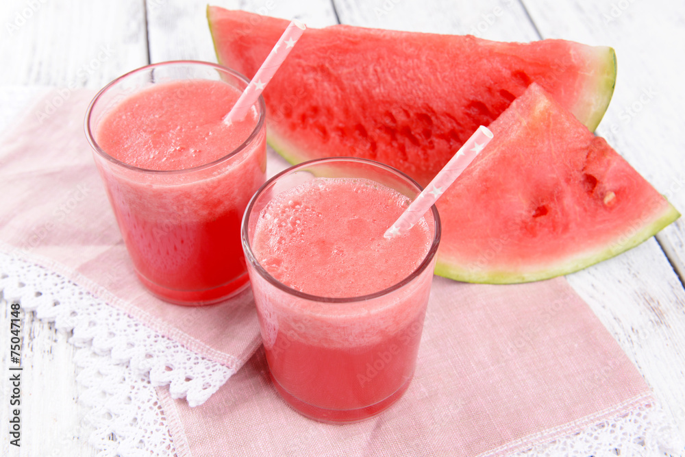 Juicy watermelon on table close-up Juicy watermelon on table close-up