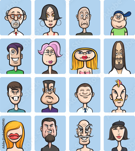 humor cartoon faces vector collection