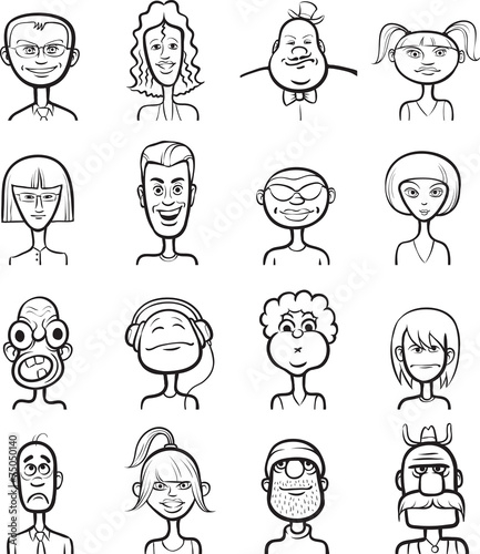 whiteboard drawing - humor cartoon faces collection