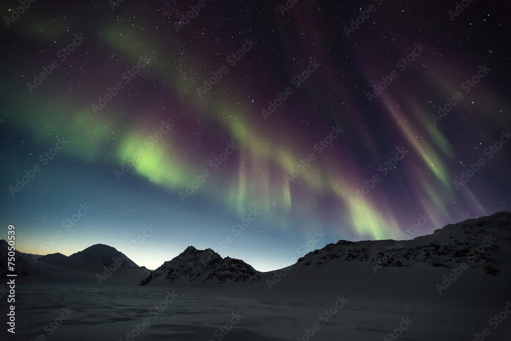 Northern Lights above the Arctic mountains