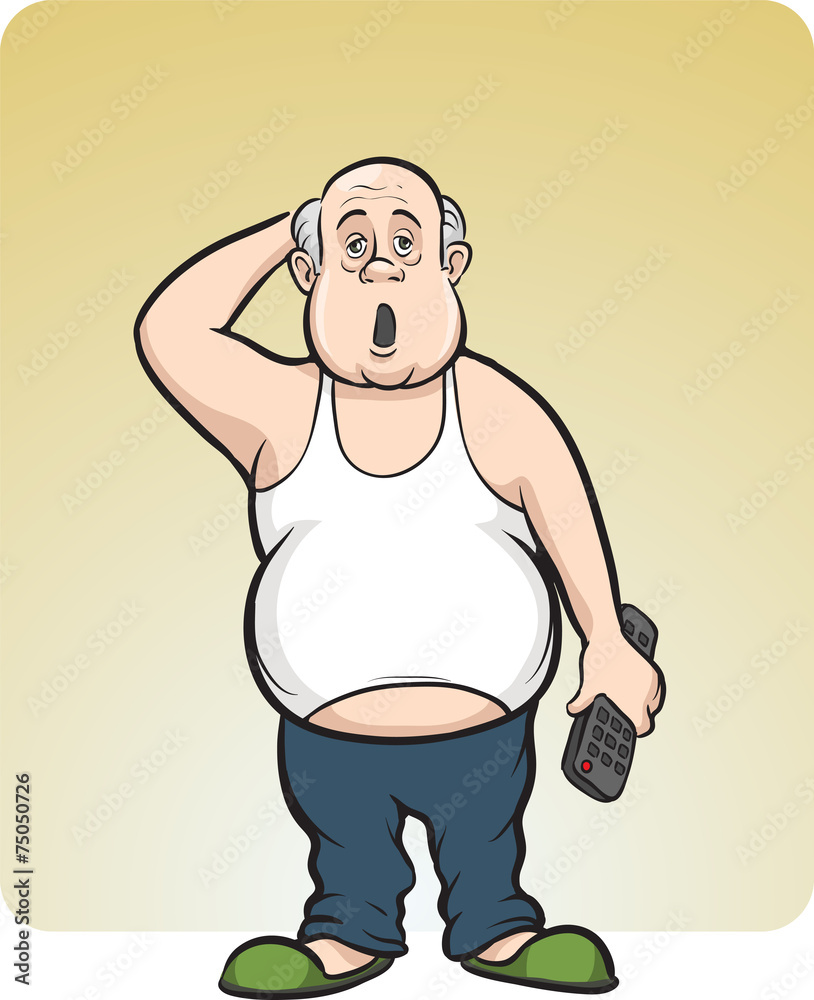 cartoon lazy fat man Stock Vector | Adobe Stock