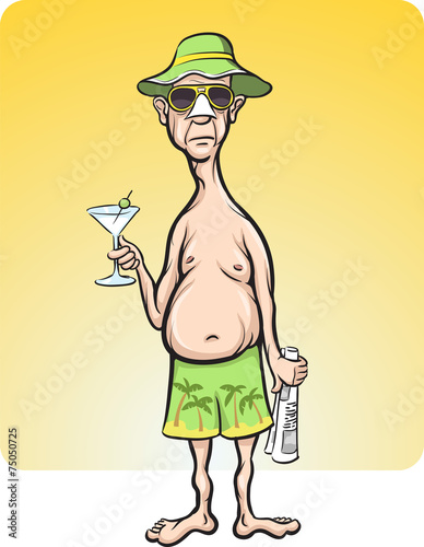 cartoon man on vacation