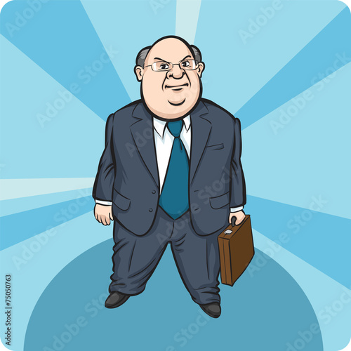 Cartoon standing fat businessman