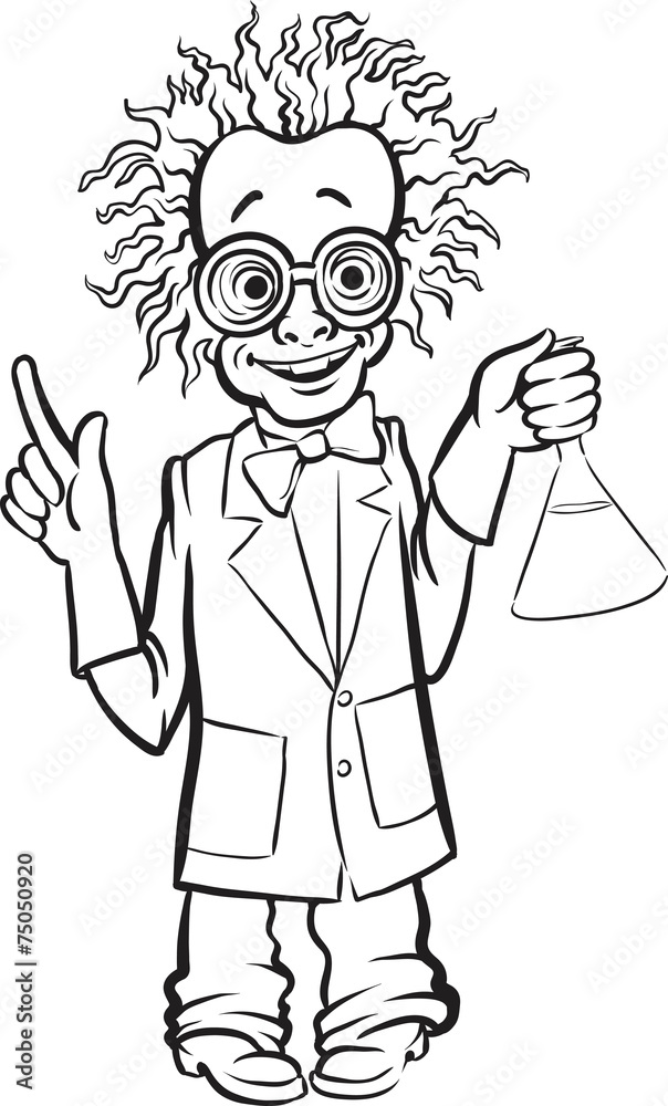 whiteboard drawing - cartoon standing mad scientist Stock Vector | Adobe  Stock