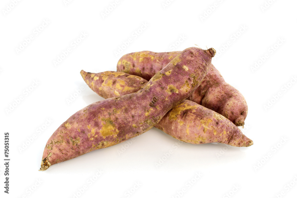 sweet potato, yam isolated on white background sweet potato, yam isolated on white background