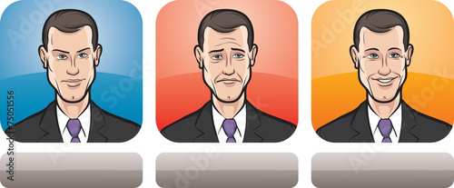 young businessman face three expressions
