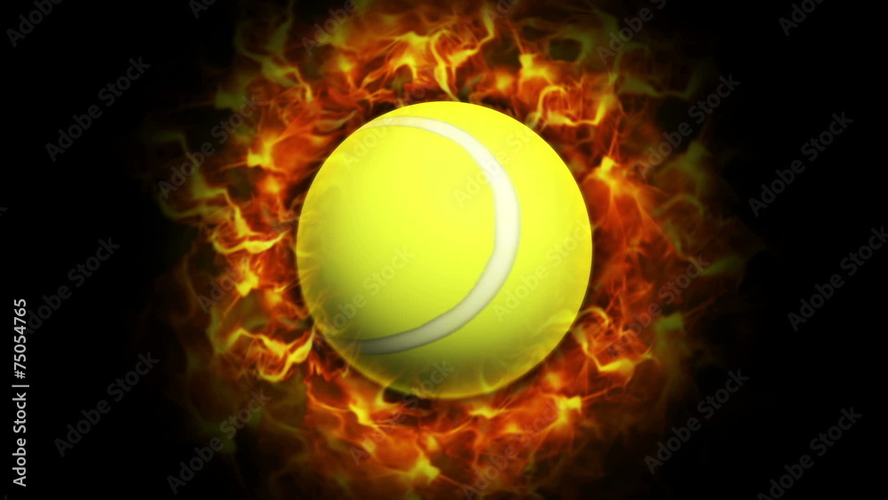 Fiery Tennis Ball, with Alpha Channel