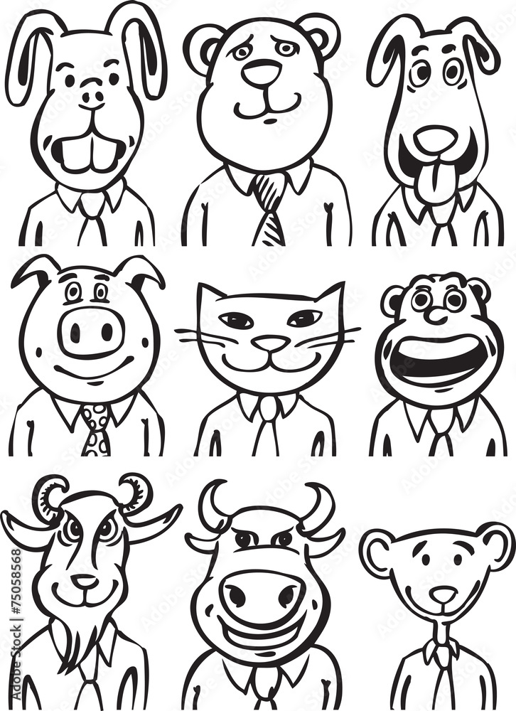 whiteboard drawing - cartoon business animals