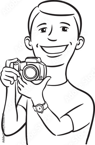 whiteboard drawing - smiling photographer