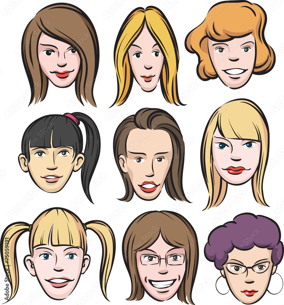 Happy women faces Happy women faces