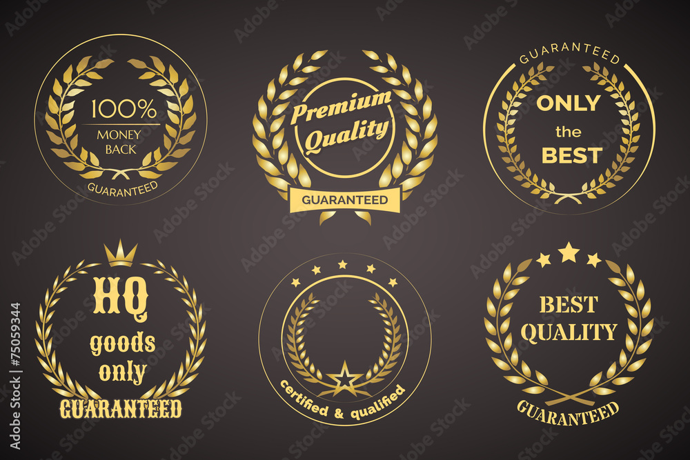 Retro Guarantee Labels with Wreaths