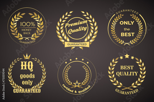 Retro Guarantee Labels with Wreaths