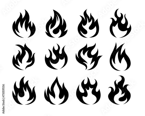 Vector Black Fire Flame Icons