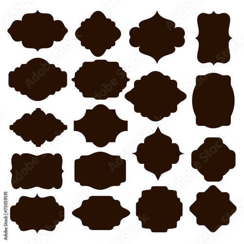 Set of black silhouette frames for badges