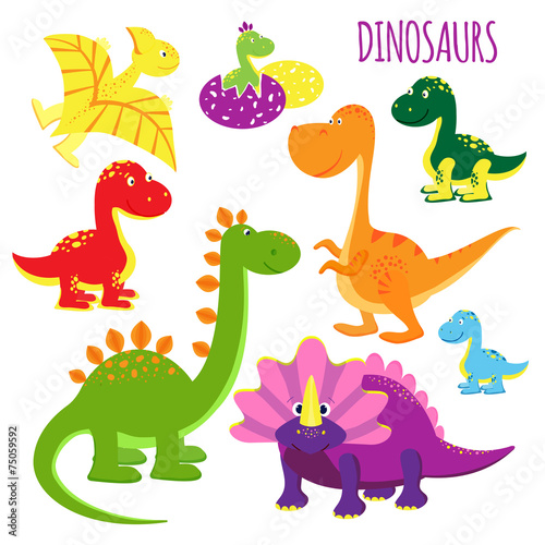 Fototapeta Naklejka Na Ścianę i Meble -  vector icons of baby dinosaurs