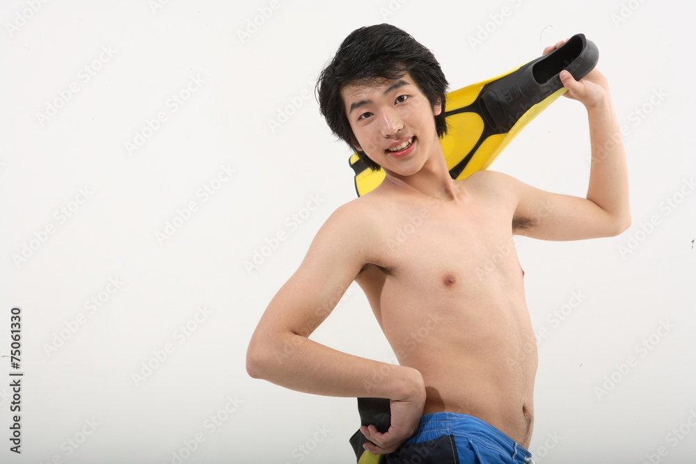 스튜디오에서 스킨스쿠버 컨셉 남성 스튜디오에서 스킨스쿠버 컨셉 남성