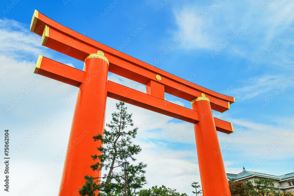 Torii Gate at Heian-jingu Shrine in Kyoto Torii Gate at Heian-jingu Shrine in Kyoto