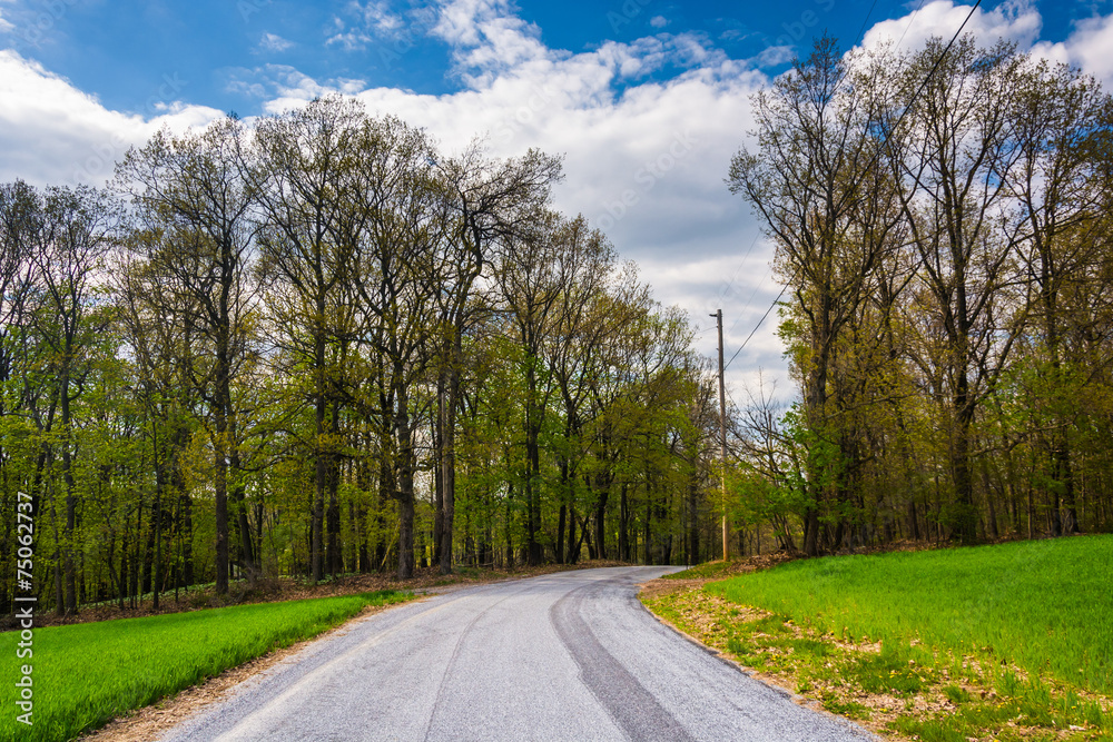 Country backroad in rural York County, Pennsylvania.