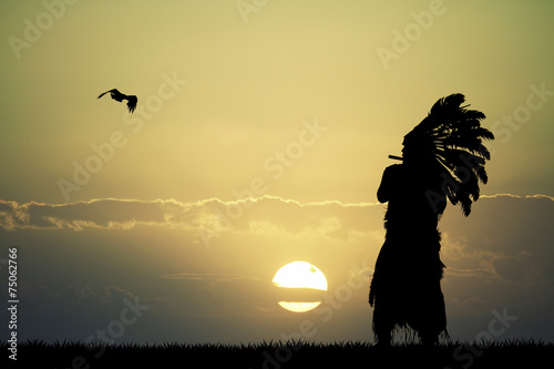 Indian at sunset