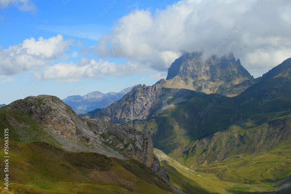Midi d´ossau peak in pyrenees national park.