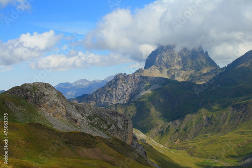 Midi d´ossau peak in pyrenees national park.