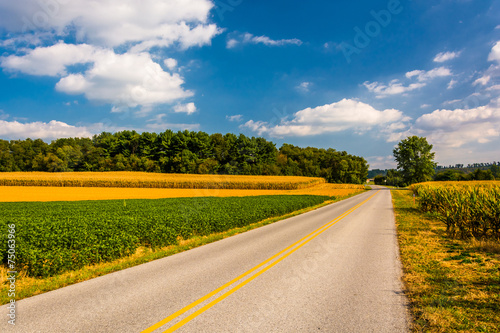 Country road in rural York County, Pennsylvania.