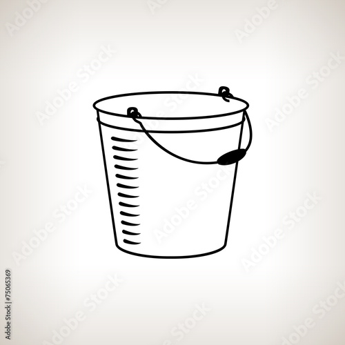 Silhouette bucket on a light background, vector illustration