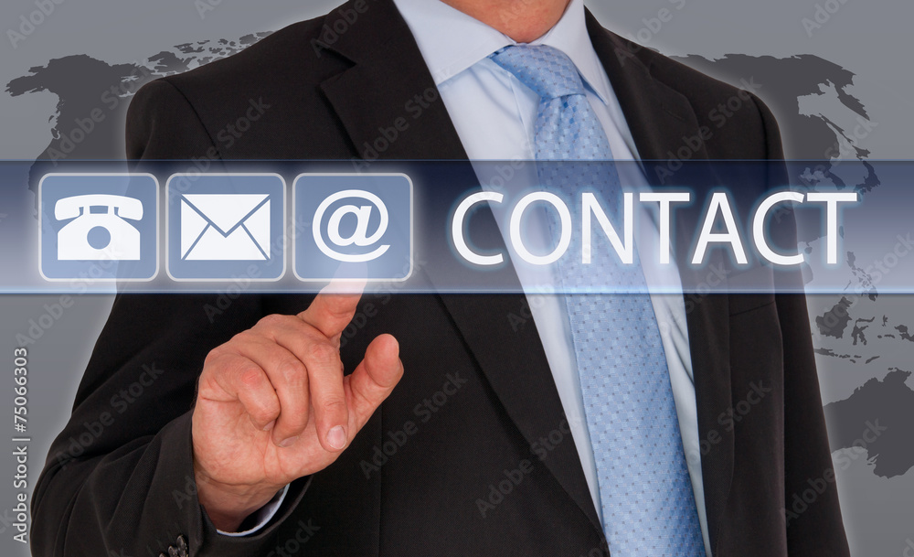 Contact us - Businessman with touchscreen Contact us - Businessman with touchscreen