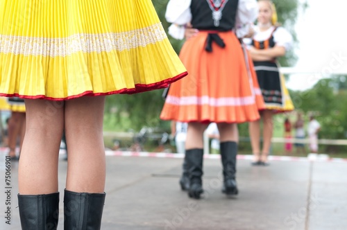 Slovak folk dance with colorful clothes in Folk Festival