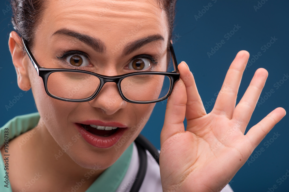woman doctor on blue background woman doctor on blue background