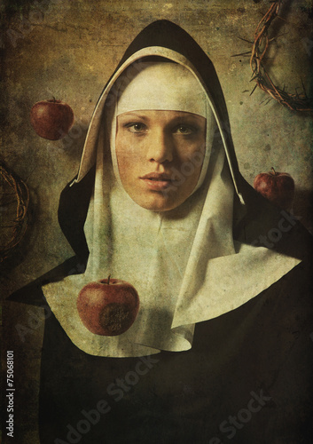 The temptation to sin nuns. Apple of temptation to sin.