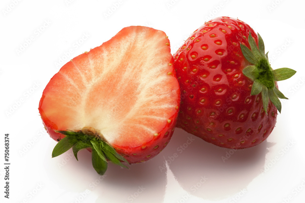 sliced strawberrys on white sliced strawberrys on white