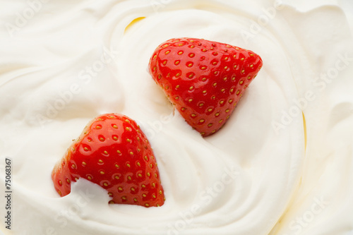 strawberry in yogurt