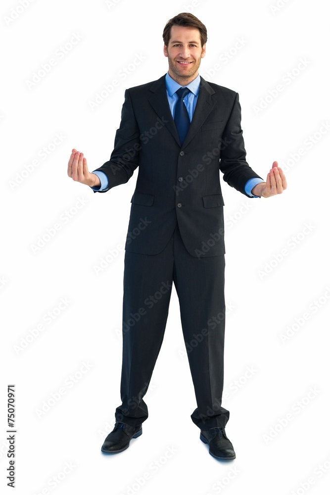 Businessman carrying something with his hands Businessman carrying something with his hands