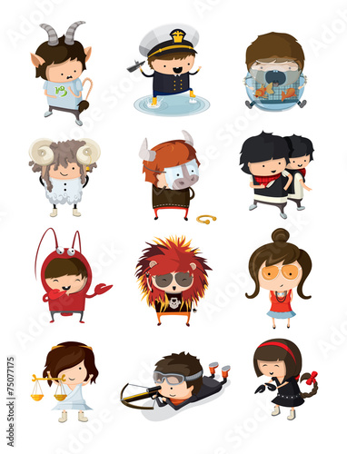 Boys and girls dressed like signs of zodiac