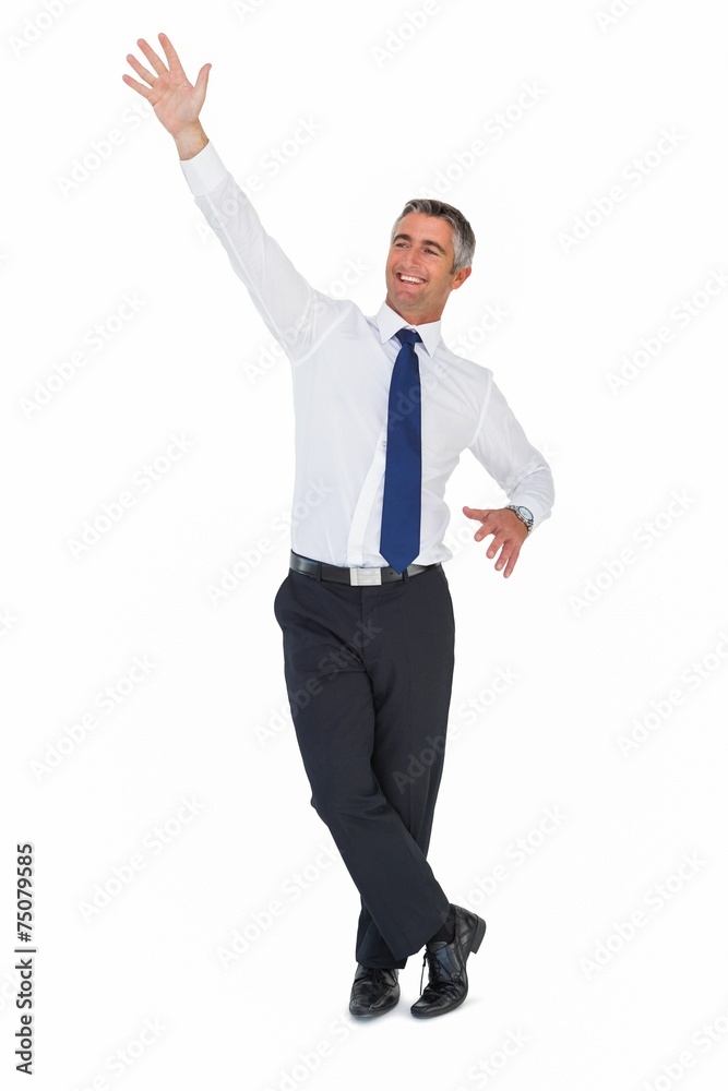 Portrait of a smiling businessman waving Portrait of a smiling businessman waving