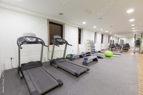 Treadmills in hotel gym 