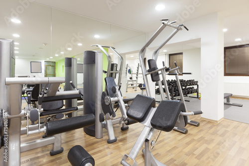 Gym interior with equipment 