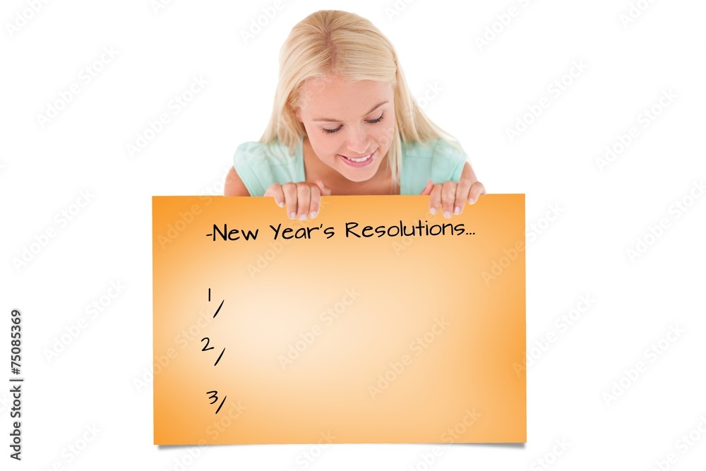 Composite image of woman looking at a whiteboard Composite image of woman looking at a whiteboard