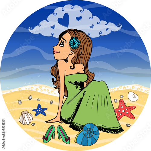 Beautiful woman dreaming of love