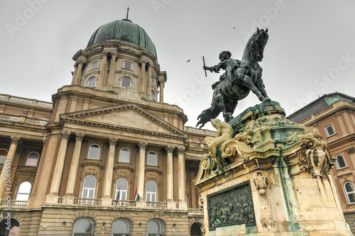 Buda Castle and the statue of Prince Eugene of Savoy