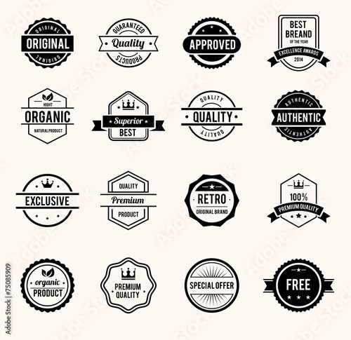 Black and White Retro Badges