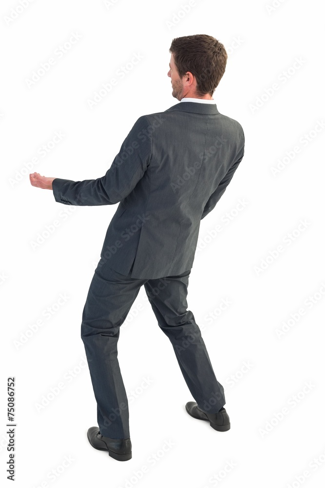 Businessman smiling with hands out Businessman smiling with hands out