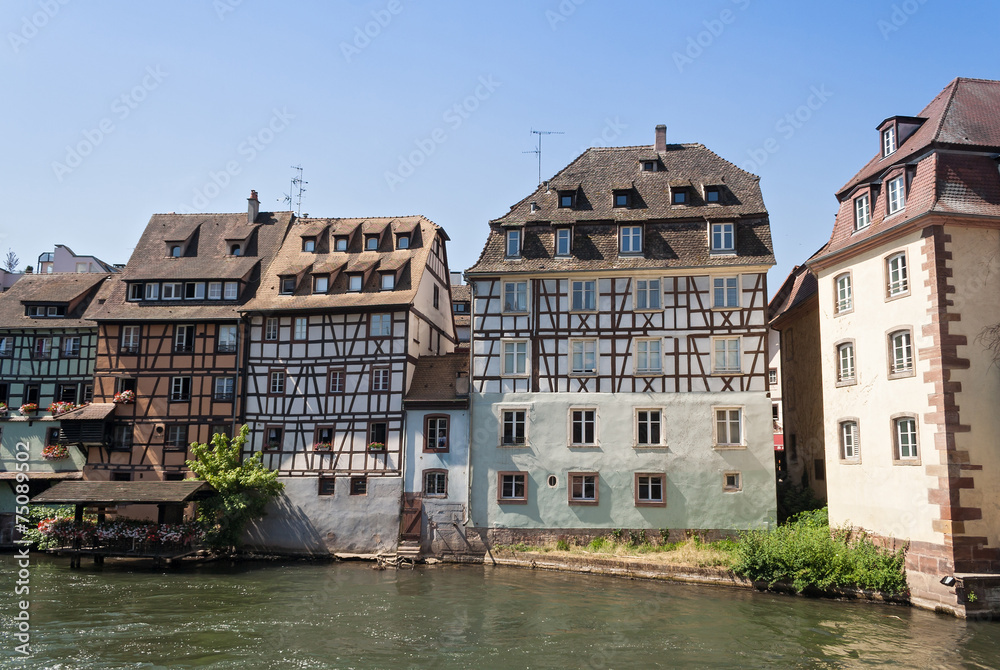 strasbourg france, houses on the banks of the River Ill