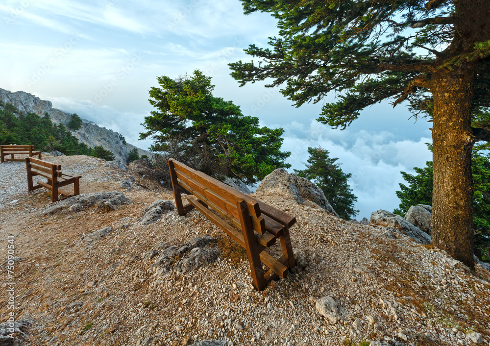 Fototapeta premium Summer morning cloudy top view of Mount Aenos (Kefalonia, Greece