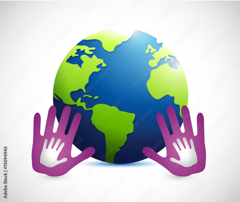 hands around the globe. illustration hands around the globe. illustration